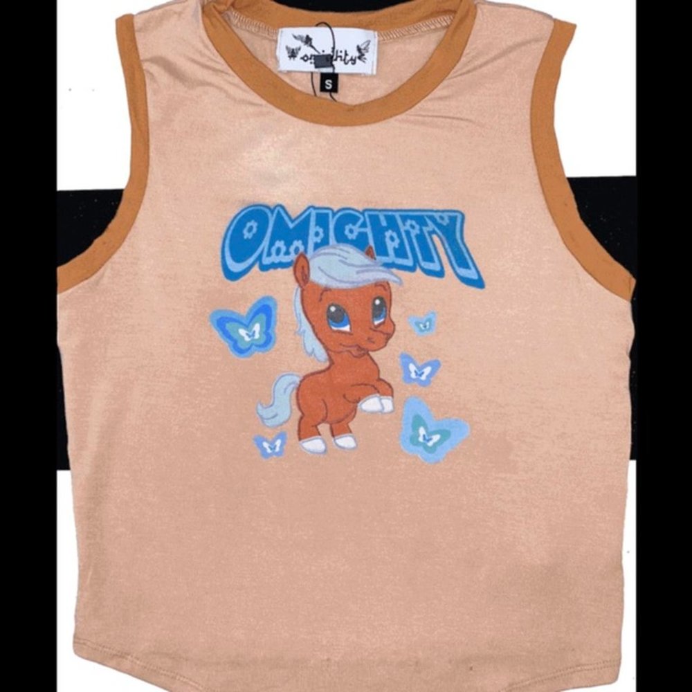 Omighty tan tank top with brown pony